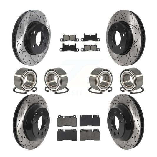 Bearing Coated Disc Brake Rotor Pad Front Rear Kit (10Pc) For Volkswagen Touareg