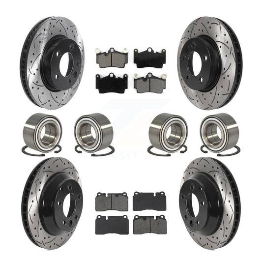 Bearing Coated Disc Brake Rotor Pad Front Rear Kit (10Pc) For Volkswagen Touareg