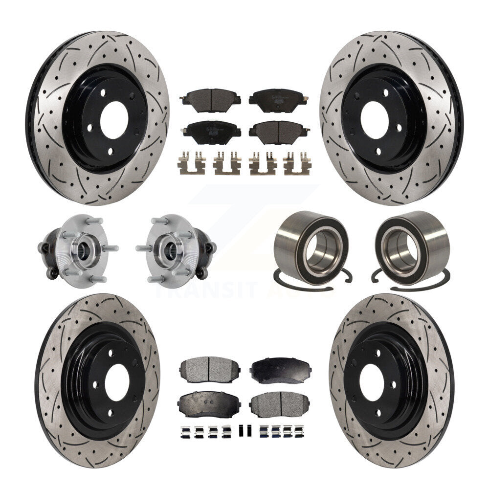 Hub Bearing Coat Brake Rotor Pads Front Rear Kit (10Pc) For 16-18 Mazda CX-9 AWD