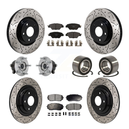Hub Bearing Coat Brake Rotor Pads Front Rear Kit (10Pc) For 16-18 Mazda CX-9 AWD