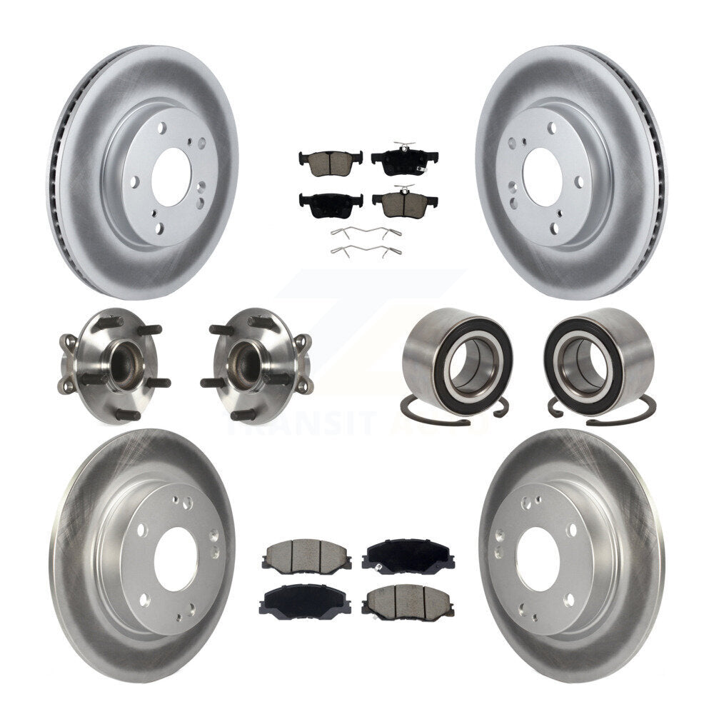 Hub Bearing Coated Brake Rotor Pad Front Rear Kit (10Pc) For 19-22 Honda Insight