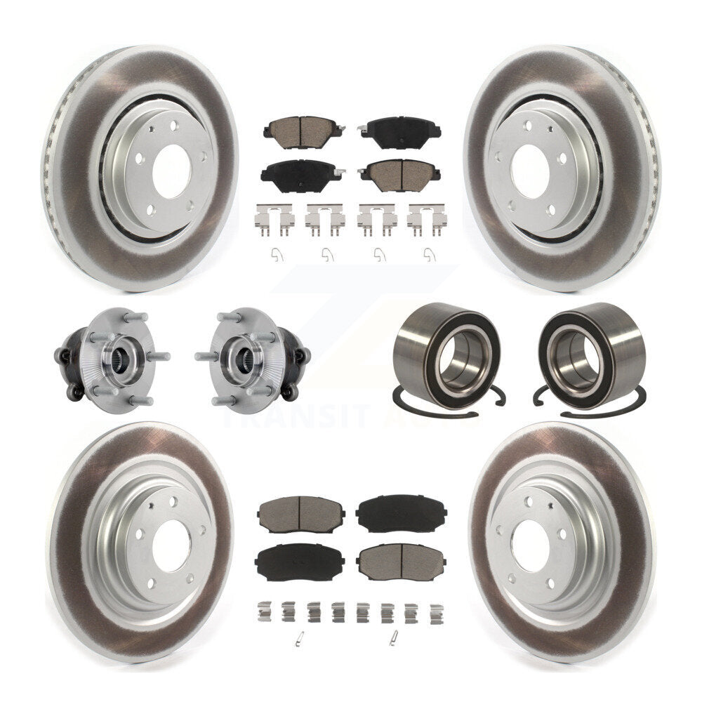 Hub Bearing Coat Brake Rotor Pads Front Rear Kit (10Pc) For 16-18 Mazda CX-9 AWD