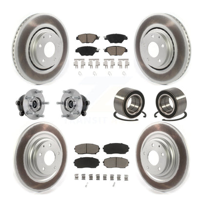 Hub Bearing Coat Brake Rotor Pads Front Rear Kit (10Pc) For 16-18 Mazda CX-9 AWD
