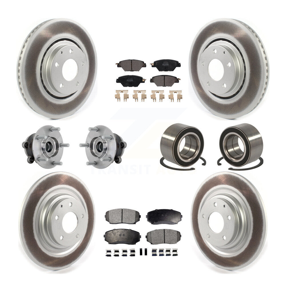 Hub Bearing Coat Brake Rotor Pads Front Rear Kit (10Pc) For 16-18 Mazda CX-9 AWD