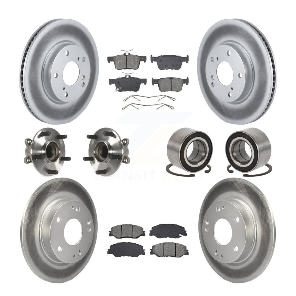 Hub Bearing Coated Brake Rotor Pad Front Rear Kit (10Pc) For 19-22 Honda Insight