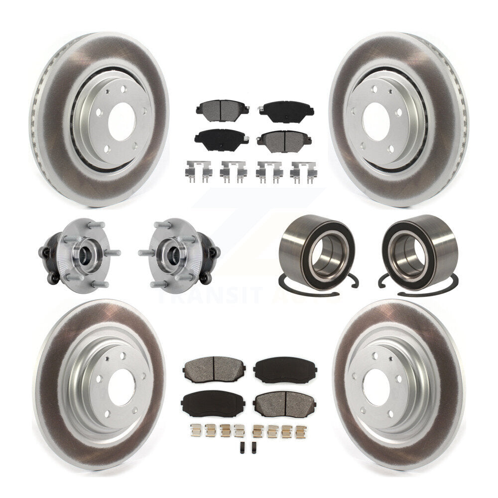 Hub Bearing Coat Brake Rotor Pads Front Rear Kit (10Pc) For 16-18 Mazda CX-9 AWD