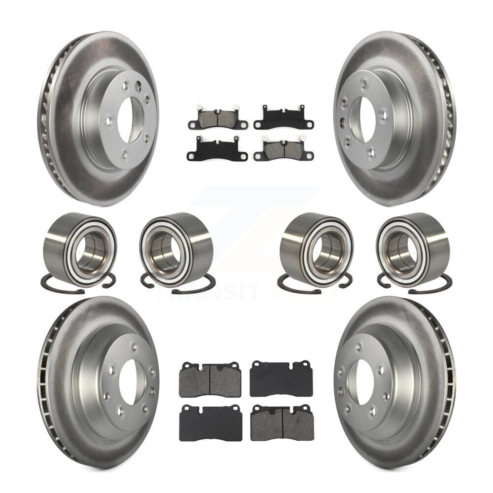 Bearing Coated Disc Brake Rotor Pad Front Rear Kit (10Pc) For Volkswagen Touareg