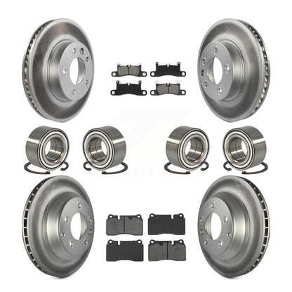 Bearing Coated Disc Brake Rotor Pad Front Rear Kit (10Pc) For Volkswagen Touareg
