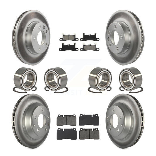 Bearing Coated Disc Brake Rotor Pad Front Rear Kit (10Pc) For Volkswagen Touareg