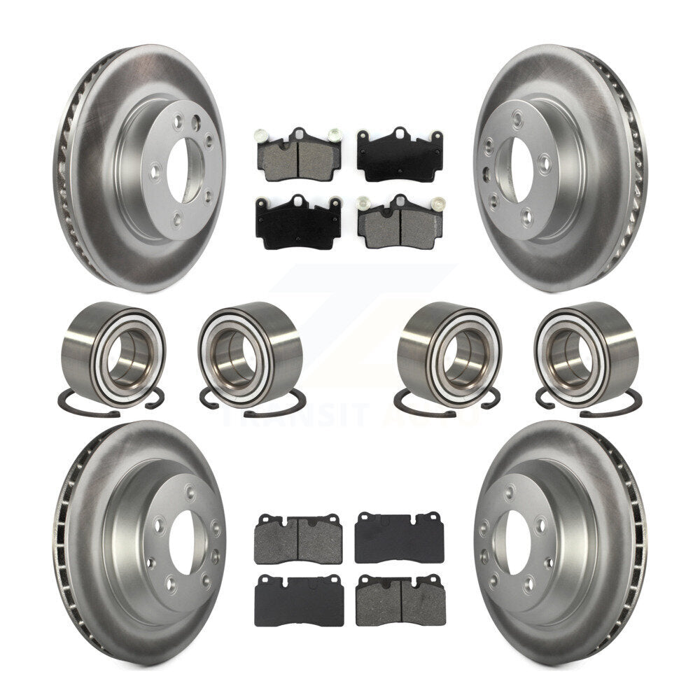 Bearing Coated Disc Brake Rotor Pad Front Rear Kit (10Pc) For Volkswagen Touareg