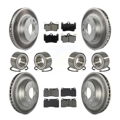 Bearing Coated Disc Brake Rotor Pad Front Rear Kit (10Pc) For Volkswagen Touareg