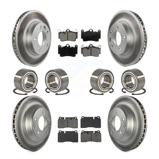 Bearing Coated Disc Brake Rotor Pad Front Rear Kit (10Pc) For Volkswagen Touareg