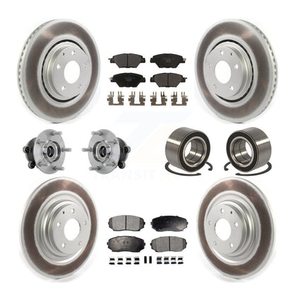 Hub Bearing Coat Brake Rotor Pads Front Rear Kit (10Pc) For 16-18 Mazda CX-9 AWD