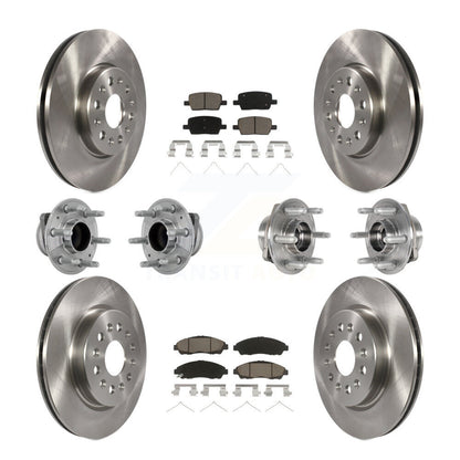 Hub Bearing Brake Rotor Pad Front Rear Kit (10Pc) For Chevrolet Traverse GMC FWD