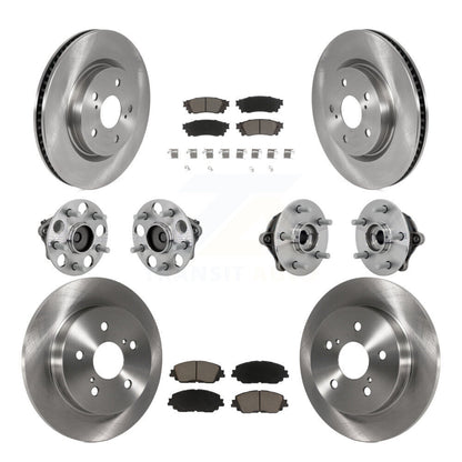 Hub Bearings Disc Brake Rotors And Pads Front Rear Kit (10Pc) For Toyota RAV4