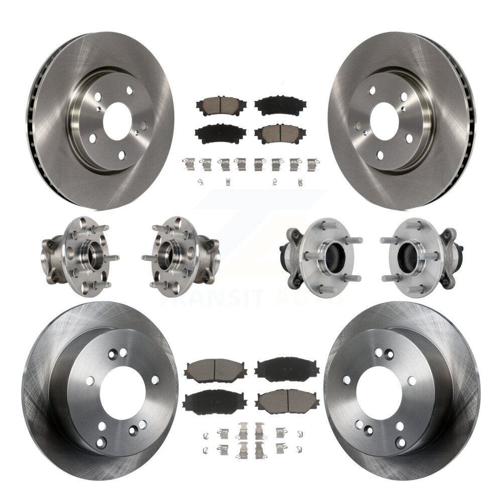 Hub Bearing Brake Rotor Pads Front Rear Kit (10Pc) For Lexus IS250 Base with RWD