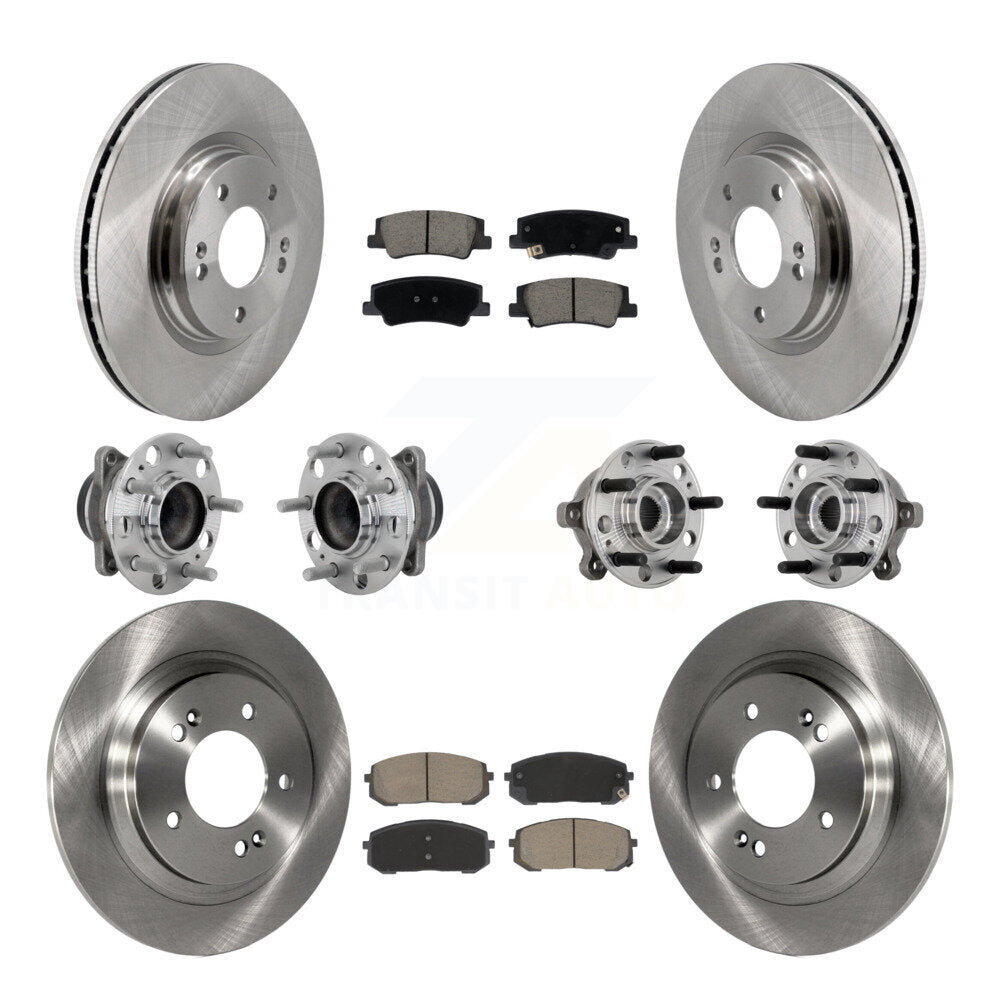Hub Bearing Disc Brake Rotor Pad Front Rear Kit (10Pc) For Hyundai Sonata Kia K5