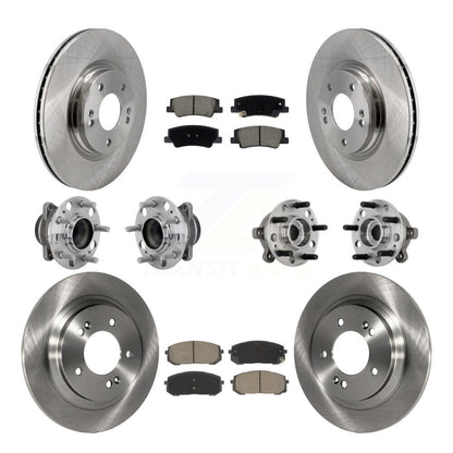 Hub Bearing Disc Brake Rotor Pad Front Rear Kit (10Pc) For Hyundai Sonata Kia K5
