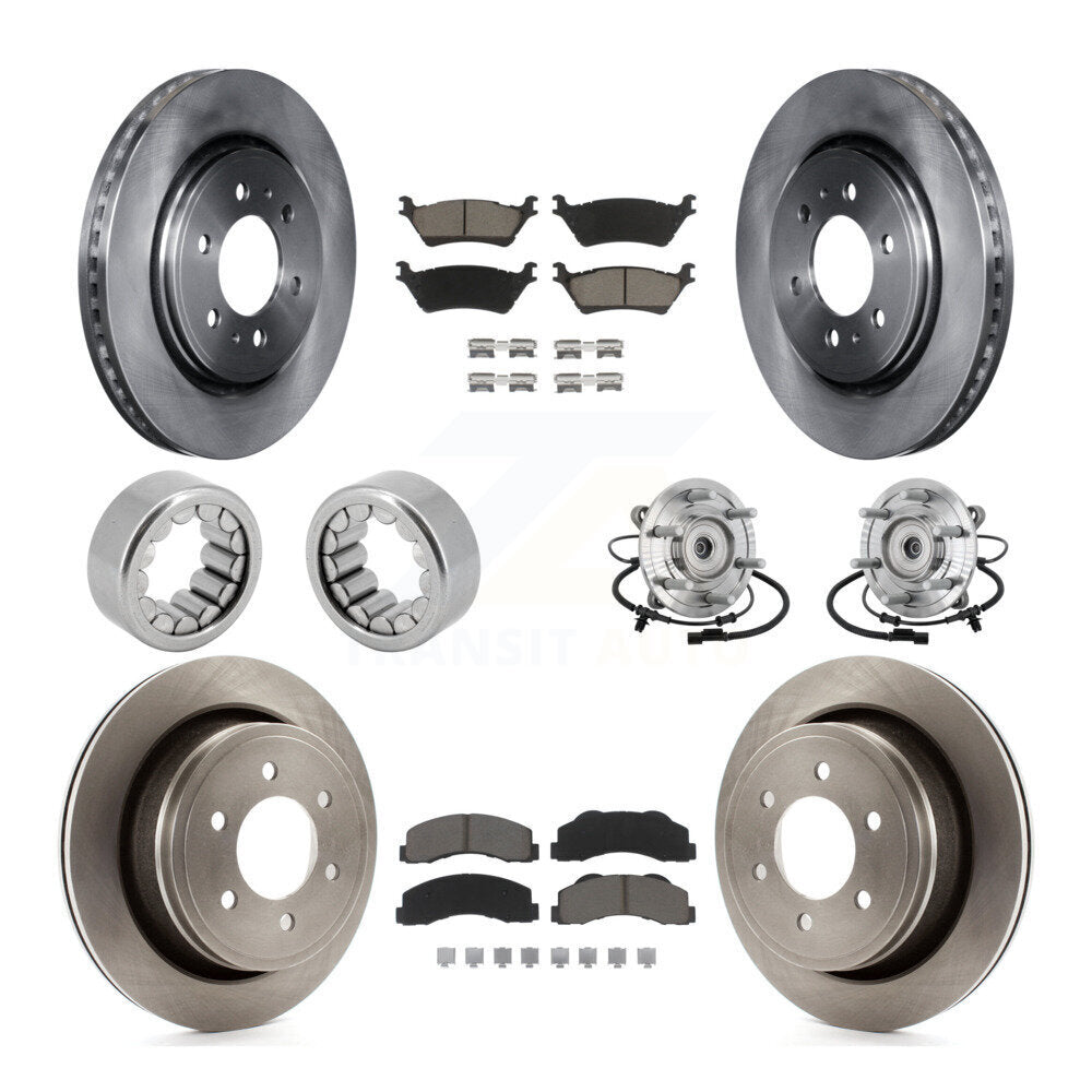Hub Bearing Disc Brake Rotors And Pads Shoe Front Rear Kit (10Pc) For Ford F-150