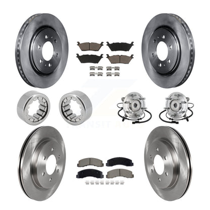 Hub Bearing Brake Rotor And Pad Shoe Front Rear Kit (10Pc) For Ford F-150 Raptor