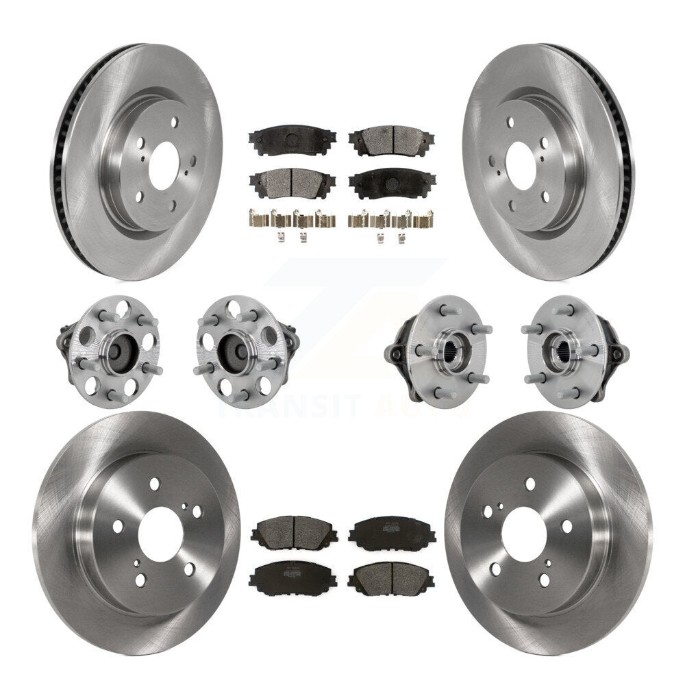 Hub Bearings Disc Brake Rotors And Pads Front Rear Kit (10Pc) For Toyota RAV4