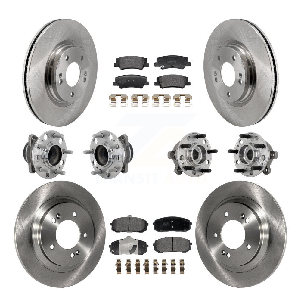 Hub Bearing Disc Brake Rotor Pad Front Rear Kit (10Pc) For Hyundai Sonata Kia K5