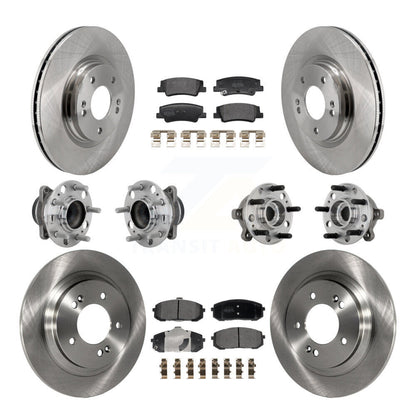 Hub Bearing Disc Brake Rotor Pad Front Rear Kit (10Pc) For Hyundai Sonata Kia K5