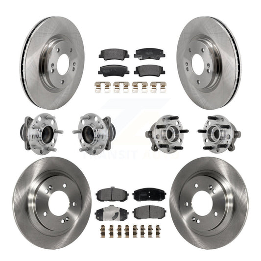 Hub Bearing Disc Brake Rotor Pad Front Rear Kit (10Pc) For Hyundai Sonata Kia K5