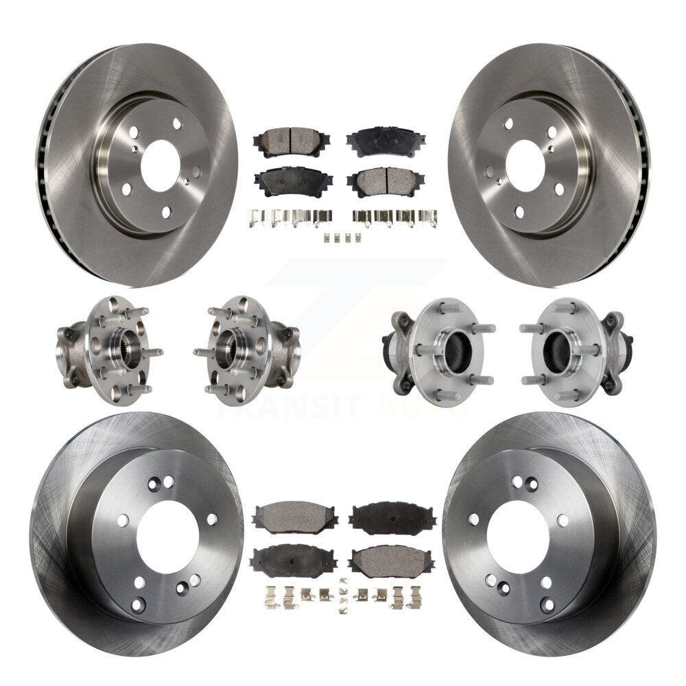 Hub Bearing Brake Rotor Pads Front Rear Kit (10Pc) For Lexus IS250 Base with RWD