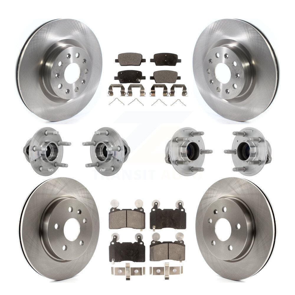 Hub Bearing Brake Rotor Pad Front Rear Kit (10Pc) For 2016-2018 Cadillac CT6 RWD