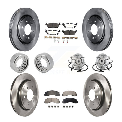 Hub Bearing Disc Brake Rotors And Pads Shoe Front Rear Kit (10Pc) For Ford F-150