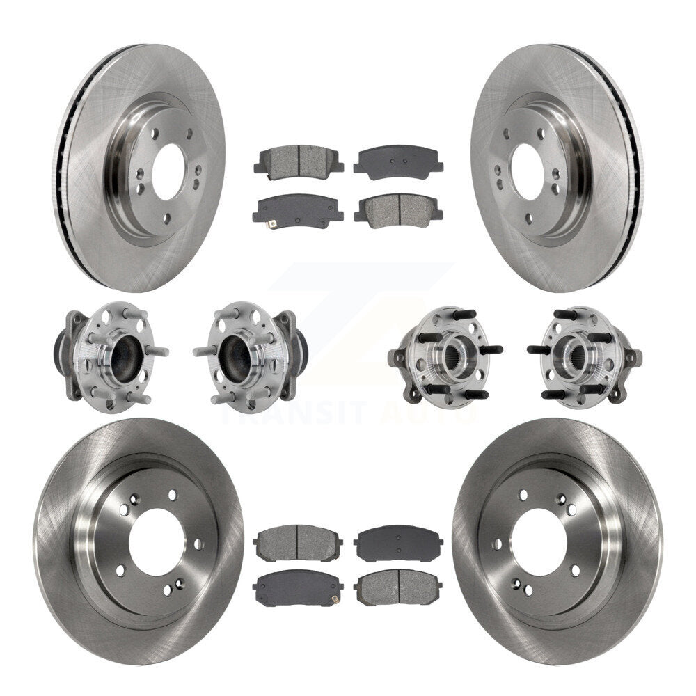Hub Bearing Disc Brake Rotor Pad Front Rear Kit (10Pc) For Hyundai Sonata Kia K5