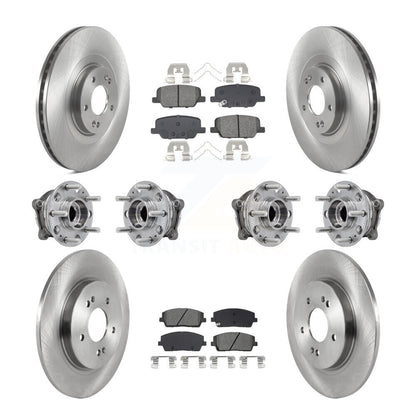 Hub Bearing Brake Rotor & Pad Front Rear Kit (10Pc) For Hyundai Palisade Kia AWD