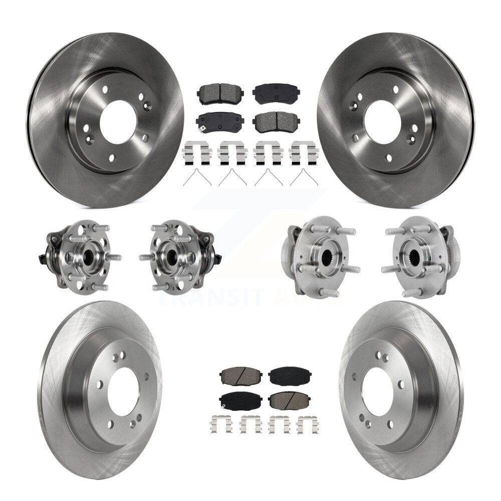 Hub Bearing Brake Rotor Pad Front Rear Kit (10Pc) For Hyundai Kona FWD with 1.6L