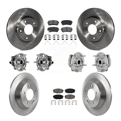 Hub Bearing Brake Rotor Pad Front Rear Kit (10Pc) For Hyundai Kona FWD with 1.6L