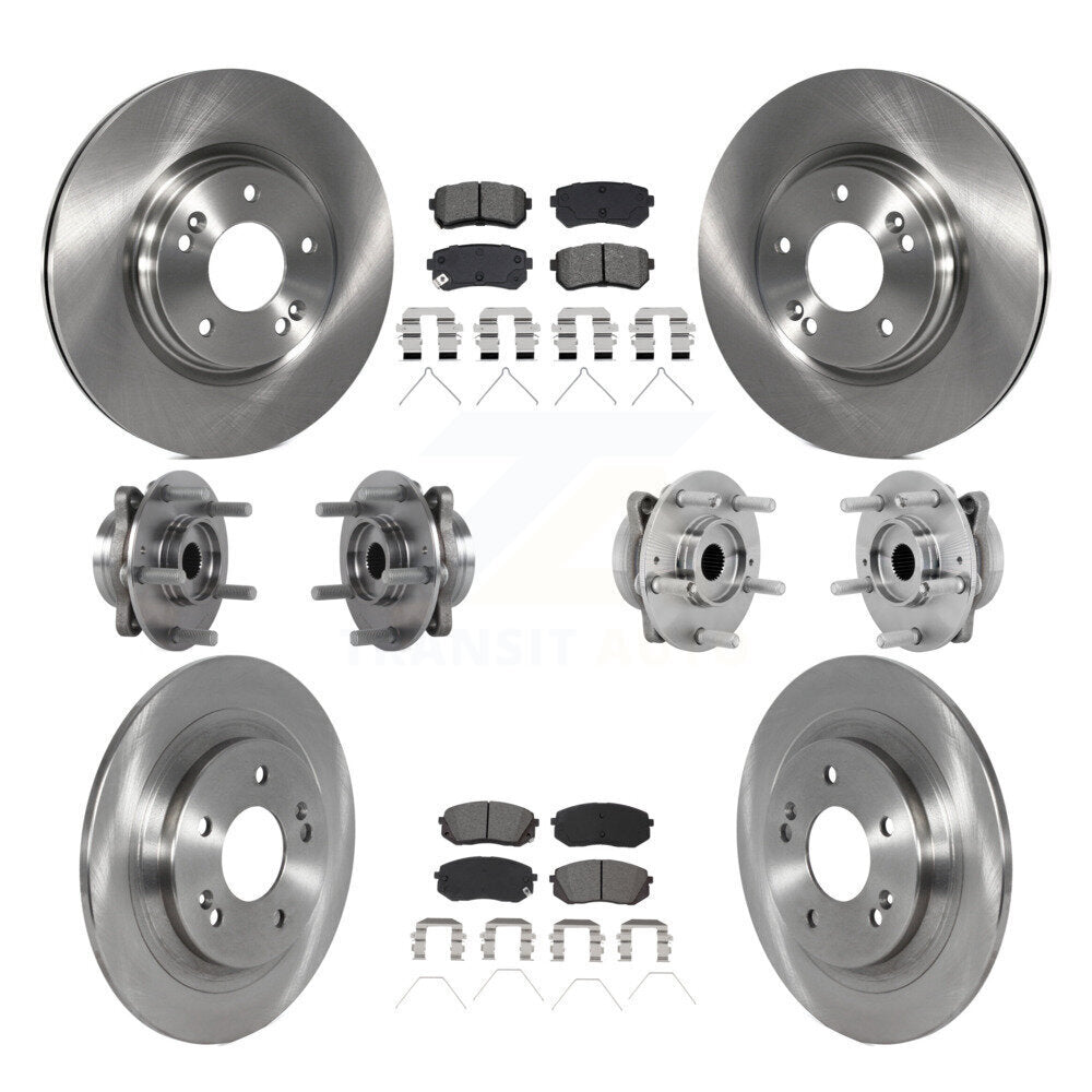 Hub Bearing Brake Rotor & Pads Front Rear Kit (10Pc) For Hyundai Kona Kia Seltos