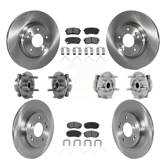 Hub Bearing Brake Rotor & Pads Front Rear Kit (10Pc) For Hyundai Kona Kia Seltos