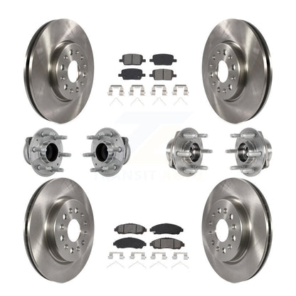 Hub Bearing Brake Rotor Pad Front Rear Kit (10Pc) For Chevrolet Traverse GMC FWD