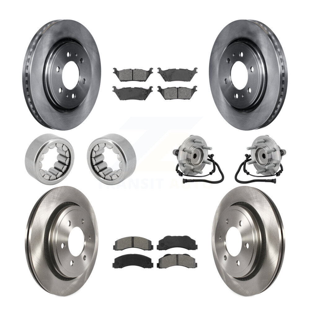 Hub Bearing Brake Rotor Pads Shoe Front Rear Kit (10Pc) For 15-17 Ford F-150 RWD