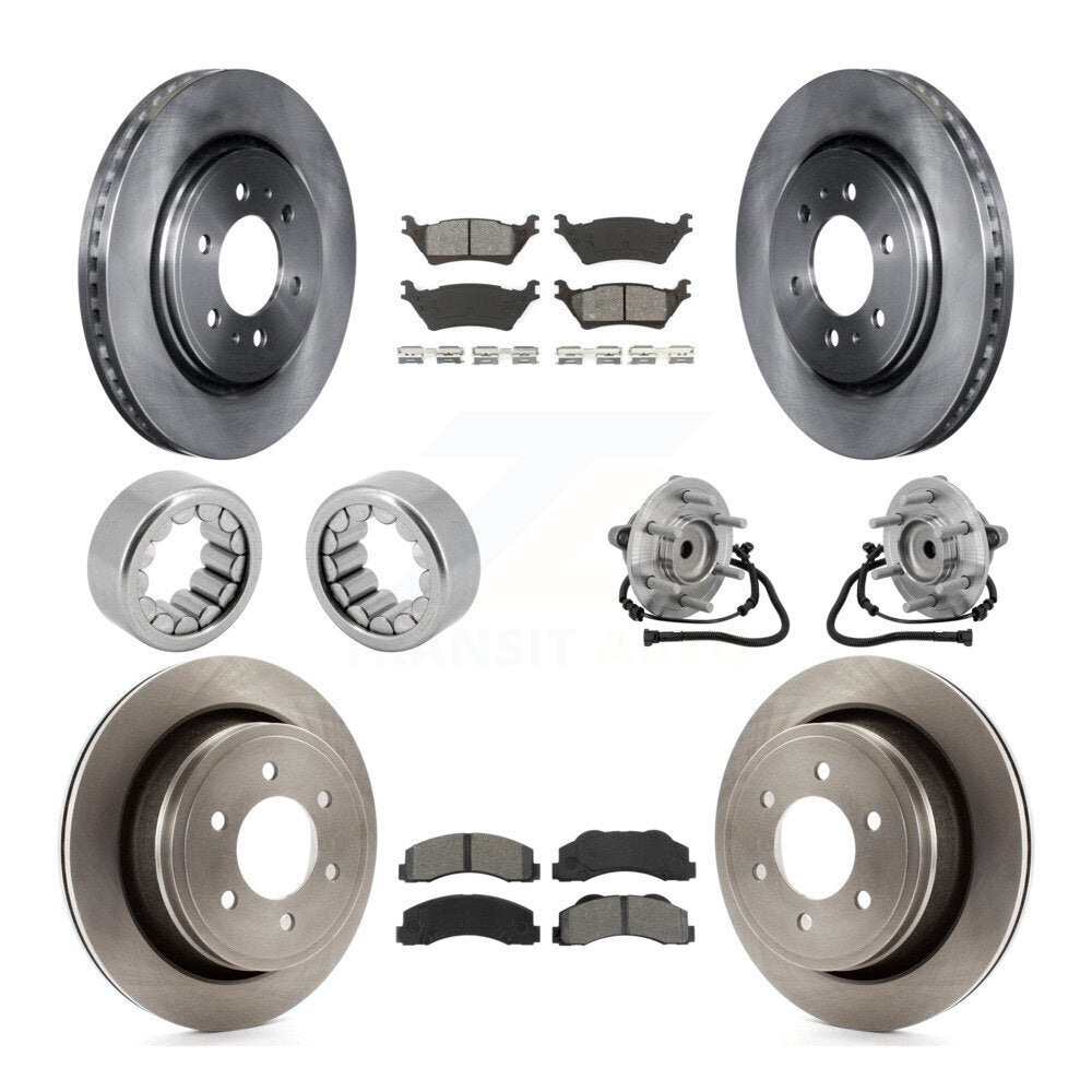 Hub Bearing Brake Rotor Pads Shoe Front Rear Kit (10Pc) For 15-17 Ford F-150 RWD