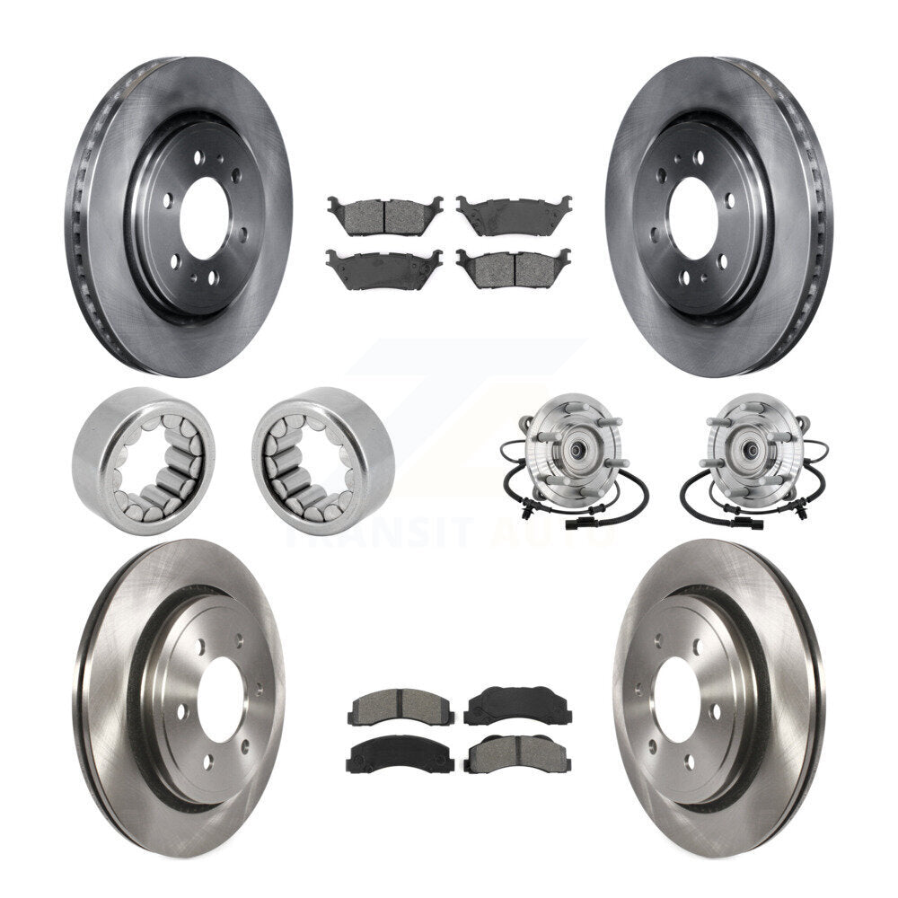 Hub Bearing Disc Brake Rotors And Pads Shoe Front Rear Kit (10Pc) For Ford F-150
