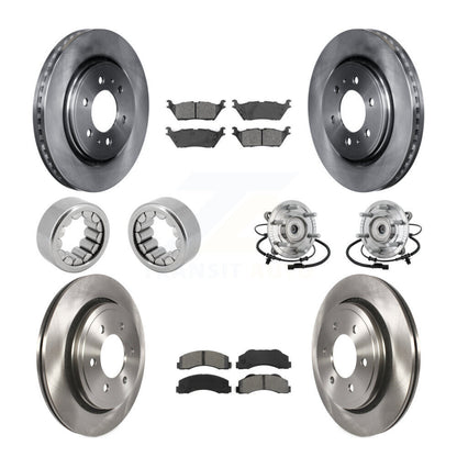 Hub Bearing Disc Brake Rotors And Pads Shoe Front Rear Kit (10Pc) For Ford F-150