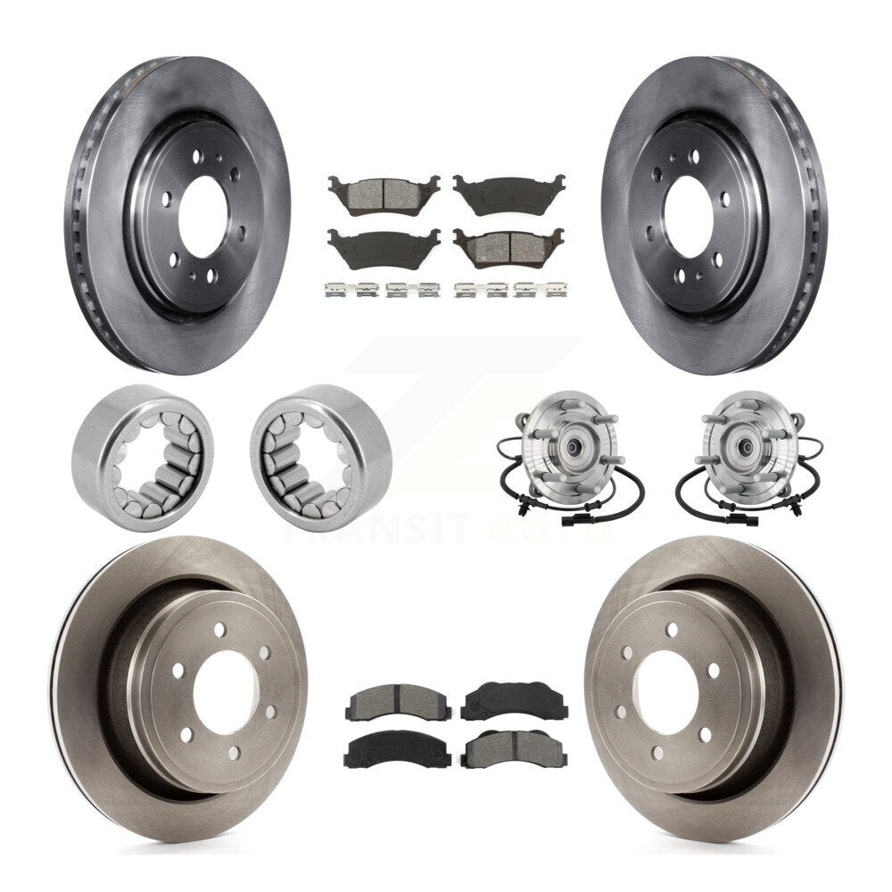 Hub Bearing Disc Brake Rotors And Pads Shoe Front Rear Kit (10Pc) For Ford F-150