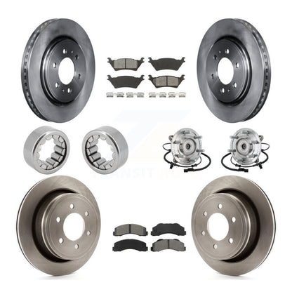 Hub Bearing Disc Brake Rotors And Pads Shoe Front Rear Kit (10Pc) For Ford F-150