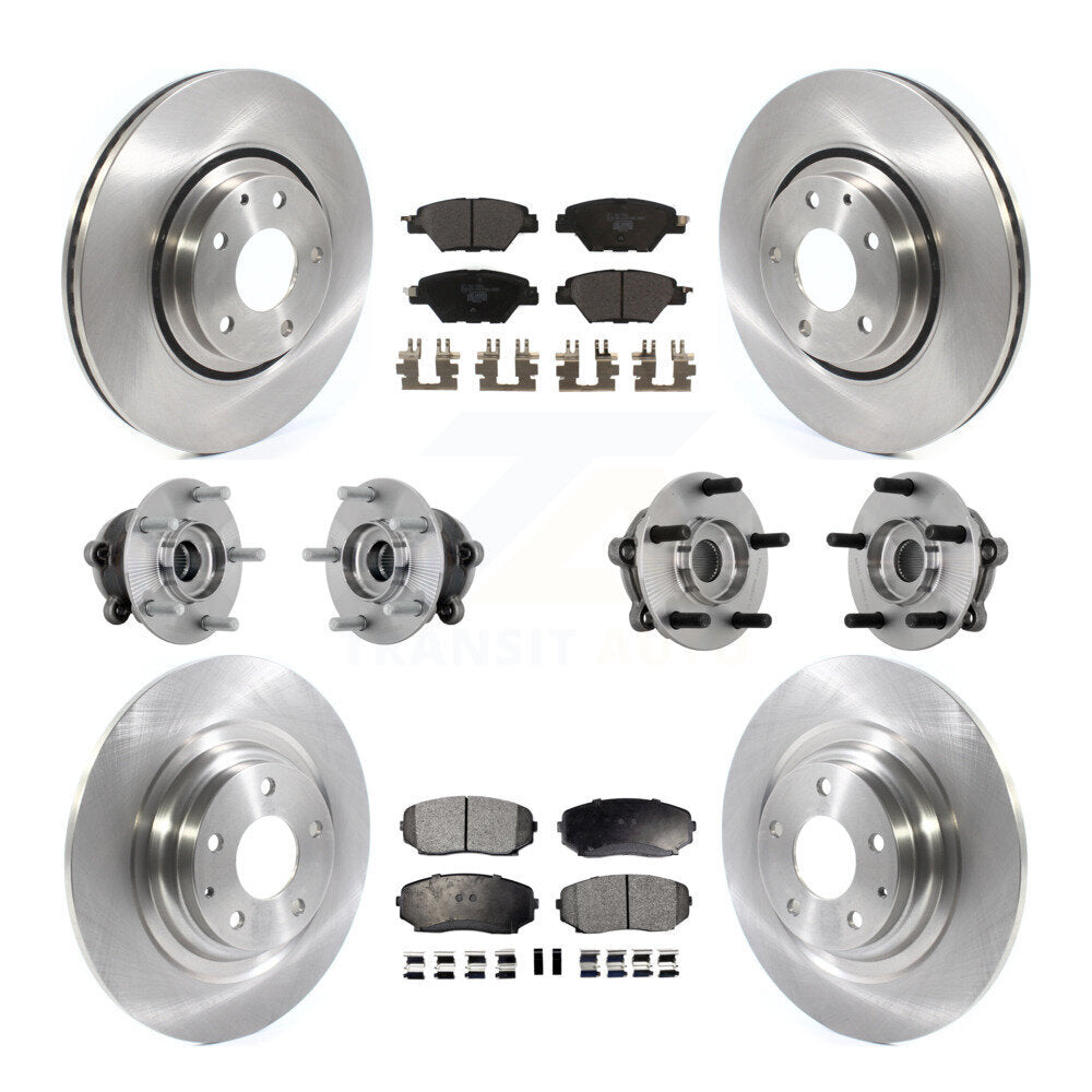 Hub Bearing Brake Rotor & Pad Front Rear Kit (10Pc) For 2016-2023 Mazda CX-9 AWD