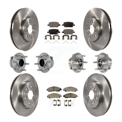 Hub Bearing Brake Rotor Pad Front Rear Kit (10Pc) For Chevrolet Traverse GMC FWD