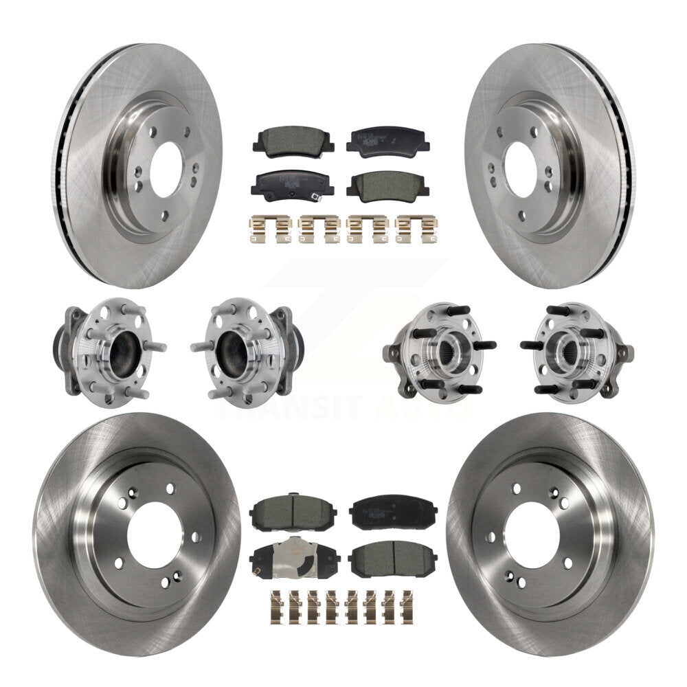 Hub Bearing Disc Brake Rotor Pad Front Rear Kit (10Pc) For Hyundai Sonata Kia K5