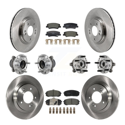 Hub Bearing Disc Brake Rotor Pad Front Rear Kit (10Pc) For Hyundai Sonata Kia K5