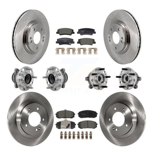 Hub Bearing Disc Brake Rotor Pad Front Rear Kit (10Pc) For Hyundai Sonata Kia K5