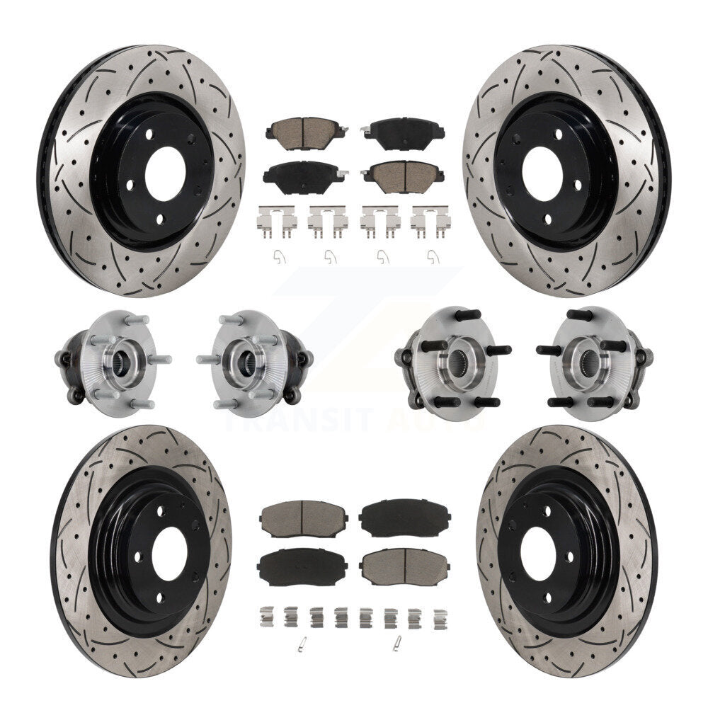 Hub Bearing Coat Brake Rotor Pads Front Rear Kit (10Pc) For 16-23 Mazda CX-9 AWD